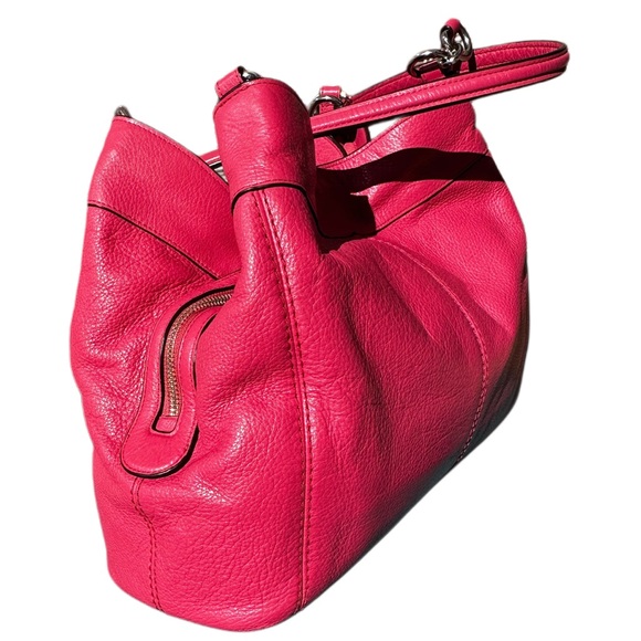 COACH LEXY Pink Oxblood Pebbled Leather Shoulder Tote Like Butter Soft 14x11x5D - Picture 4 of 16